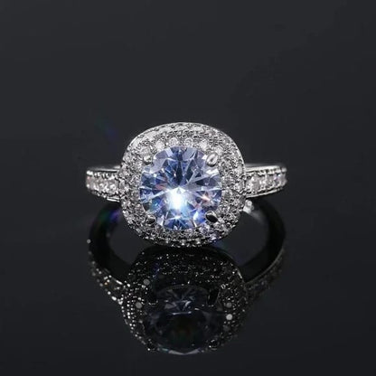 Luxury Silver Halo Crystal  adjustable Ring for your love